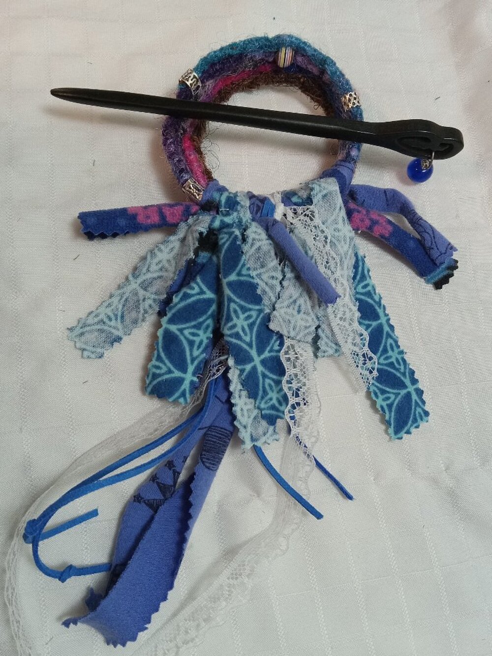 One of a kind round dreads /hair wrap made of synthetic dreads & pic